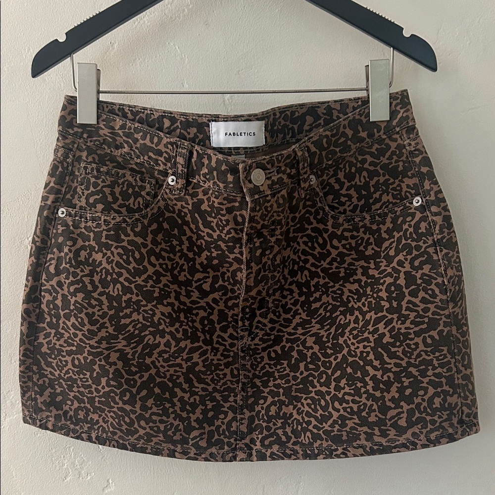 Fabletics Brown and Black Leopard Print Mini Skirt